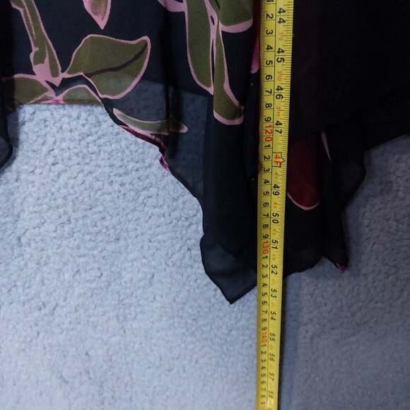 Eva Blue Dress Women 28 Black Floral Chiffon Beaded Asymmetrical Y2K Vintage NWT - Picture 3 of 14